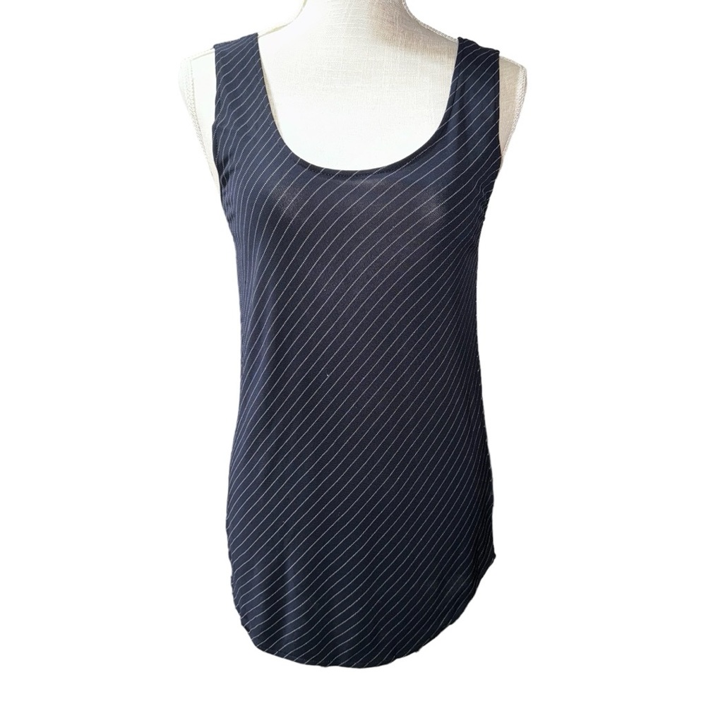 DKNY Sleeveless Top Women's Size Small Petite Stripes Blue Navy White
